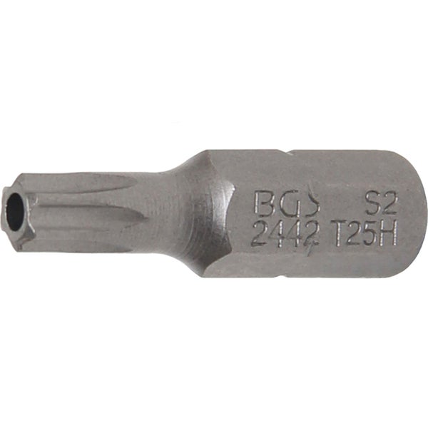 BGS Bit Länge 25 mm Antrieb Außensechskant 6,3 mm (1/4) T-Profil (für Torx) mit Bohrung T25 - 2442