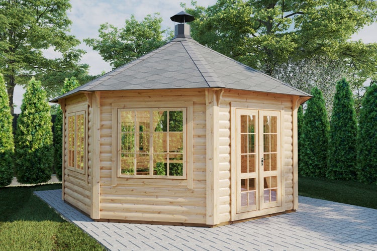 Holz Gartenhaus mit Fenstern und Doppeltür