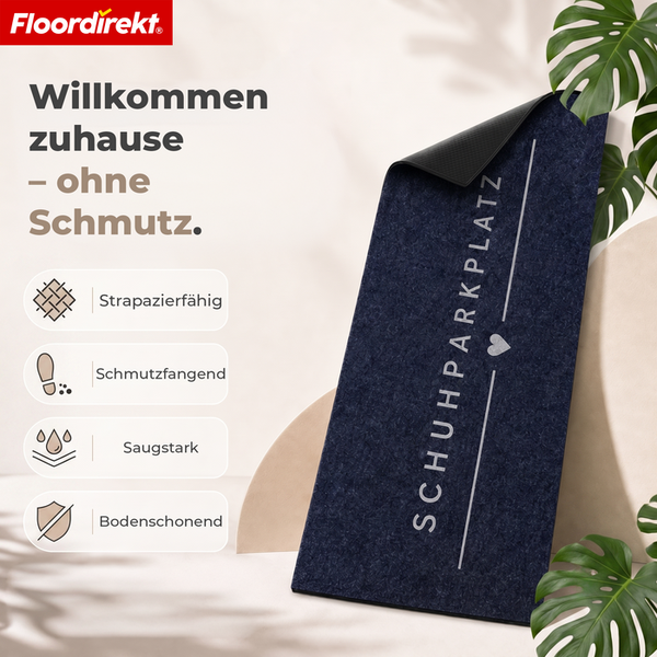 Floordirekt Schmutzfangmatte Schuhparkplatz aus Filz, strapazierfähig, saugstark und bodenschonend.