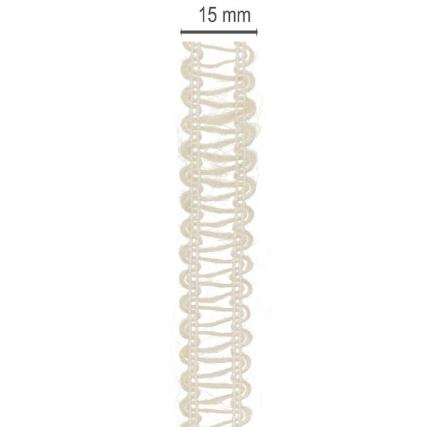 Zierband mit Schlaufenmuster, Breite 15 Millimeter.