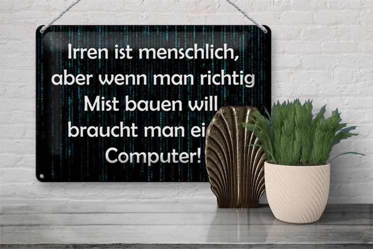 Blechschild Spruch 30x20cm Irren menschlich aber wenn Mist