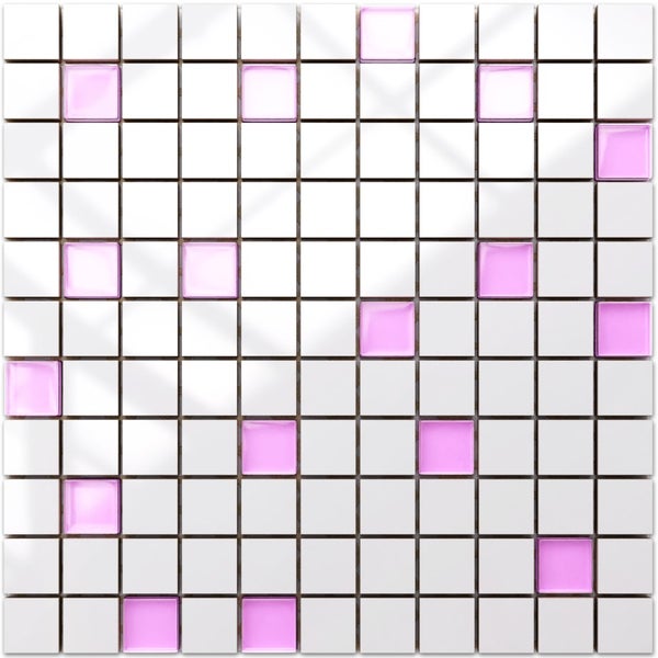 Keramikmosaik auf Netz für Bad oder Küche 30cm x 30cm - Pink violet