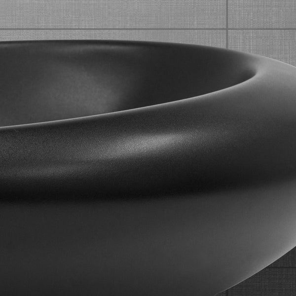 ML-Design Waschbecken Keramik Schwarz matt 58,5x37,5x14,5 cm mit Ablaufgarnitur, Kieselstein Form, Ovale Aufsatzwaschbecken, Moderne Waschtisch, Waschschale Waschplatz Handwaschbecken, für Badezimmer