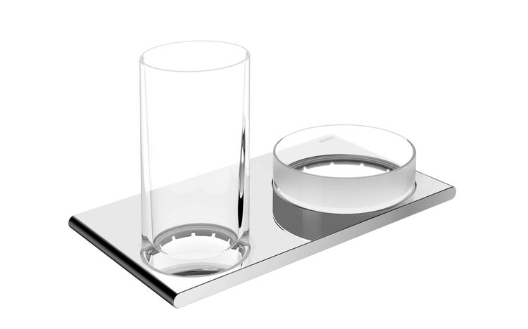KEUCO Edition 400 Doppelhalter, mit Echtkristallglas und Ablage aus Glas, verchromt
