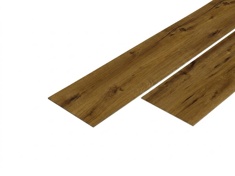 Zwei Vinylboden Dielen in Holzoptik mit Eichenmaserung