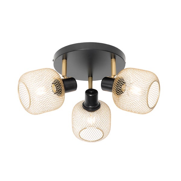 Industriespot schwarz mit goldenen 3Lichtern Bliss Mesh HORNBACH