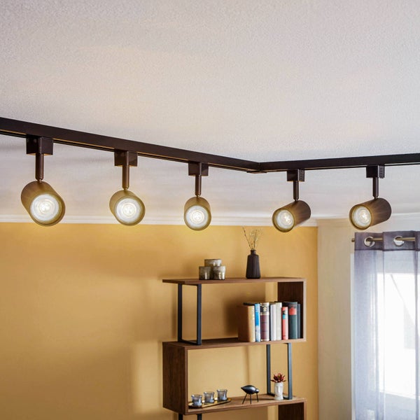 PRIOS Stromschienenleuchte Jorell (Modern) in Schwarz aus Aluminium (5 flammig, GU10) - 1-Phasen Stromschiene Stromschienenstrahler Wohnzimmerleuchte