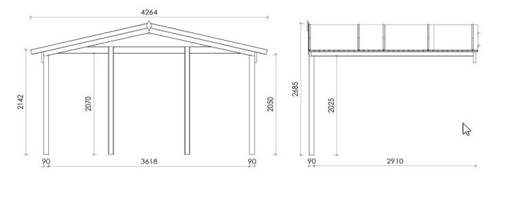 Überdachung für Veranden, Terrassen und Gartenhäuschen - 4x3m