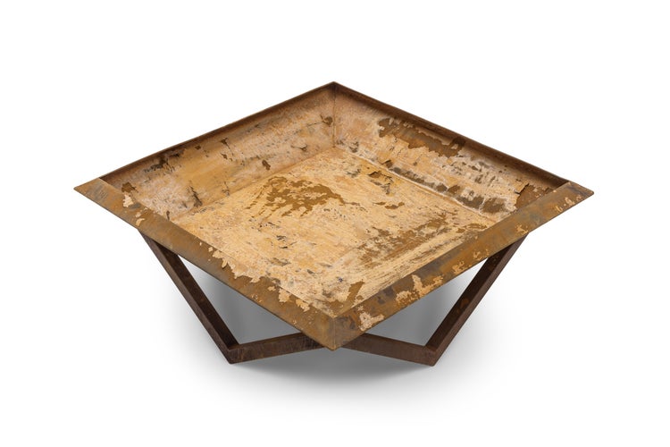 The Favilla Firesheet Feuerschale aus Cortenstahl – quadratische Feuerstelle im Industrie-Design (77x77x32 cm, 17 kg) – wetterfeste Gartenfeuerschale mit Rostpatina – sofort einsatzbereit