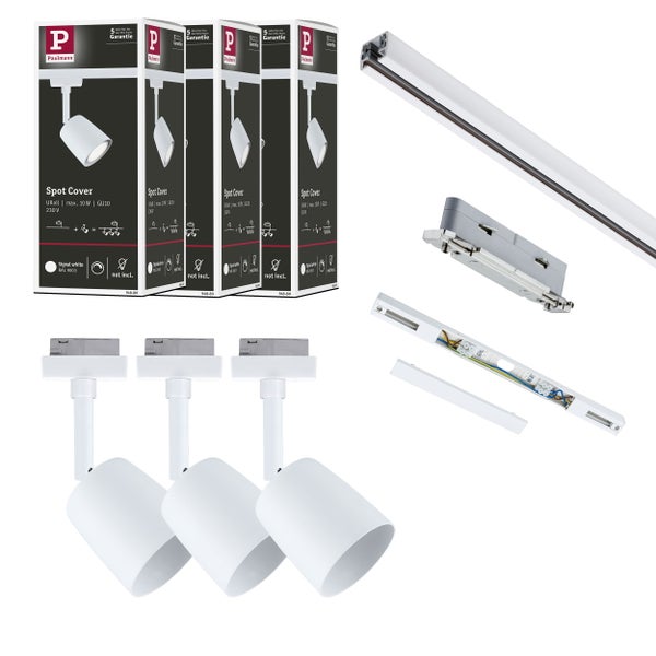 URail Schienenspot Cover Starterset GU10 max. 10W dimmbar 230V Signalweiß