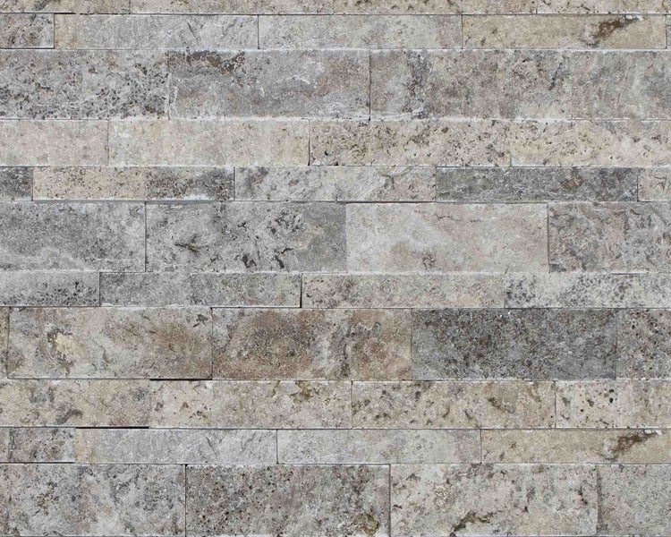 Wohnrausch Wandverblender Naturstein Travertin Paneele SILVER, grau