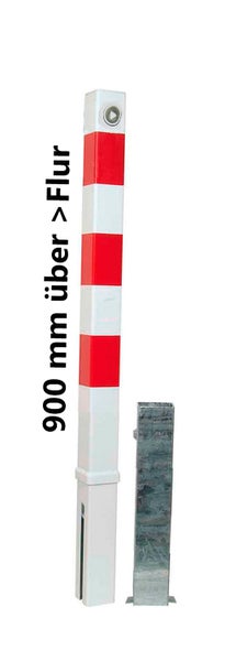 UvV Stahl Absperrpfosten 70x70 - 900mm über Flur herausnehmbar (Dreikant, Feuerwehrschloss)