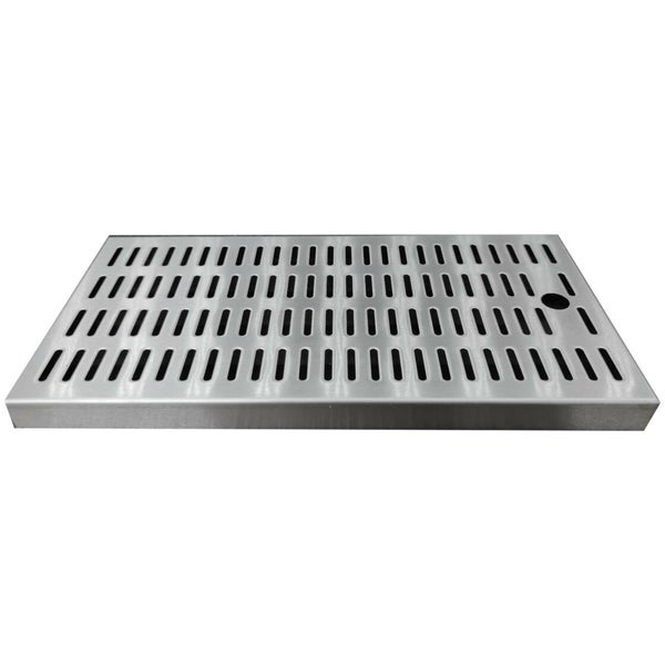Tropfblech, Abtropfblech, Tropfschale - CNS zum Einlassen 440 mm x 240 mm inkl. Ablaufstutzen