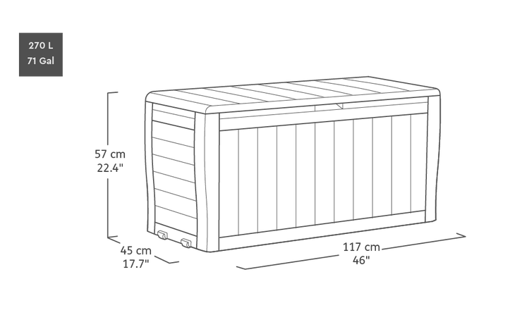 Keter Marvel Plus Aufbewahrungsbox - 270L - 116,7x44,7x57cm - Anthrazit