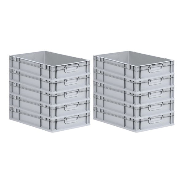 PROREGAL Spar Set 10x Eurobox Nextgen Economy Mit Scharnierdeckel & Schwarzen Schiebeschnappverschlüssen Griffe Geschlossen HxBxT 12 x 40 x 60 cm