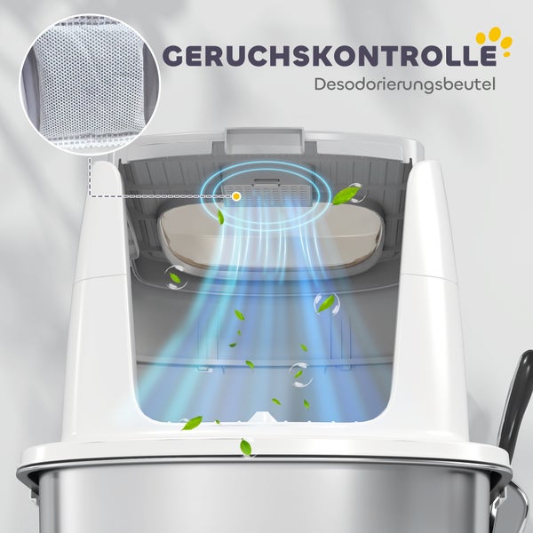 Katzenklo mit Geruchskontrolle durch einen Desodorierungsbeutel im Deckel.