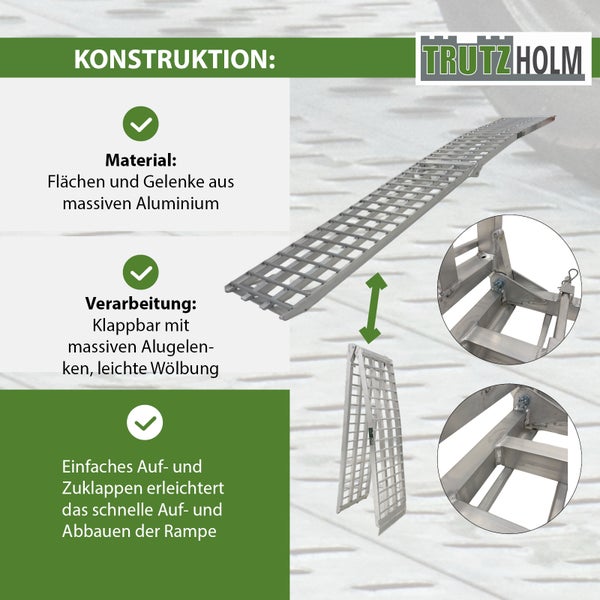 TRUTZHOLM Auffahrrampe 3-teilig klappbar 305 cm Alu grau Motorradrampe Verladerampe Pickup Rampe