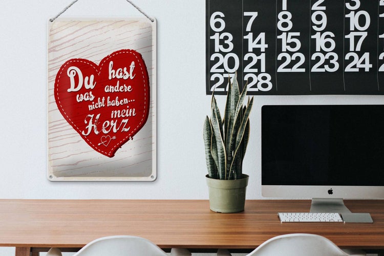 Blechschild Spruch Du hast mein Herz Liebe 20x30cm