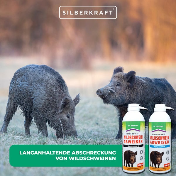 Ferox-Protect Wildschweinabweiser Spray Komponente B zur Duftabschreckung von Schwarzwild, Ergänzung zu Komponente A, für Aluminiumstreifen mit Filzdepot, Schutz für Garten, Feld, Grundstück