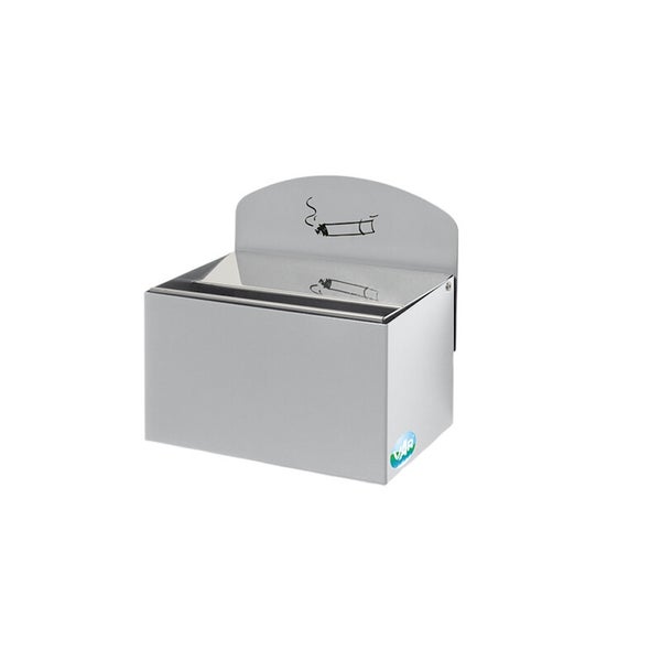 Wandascher aus Metall mit Zigarettensymbol und VAR Logo.