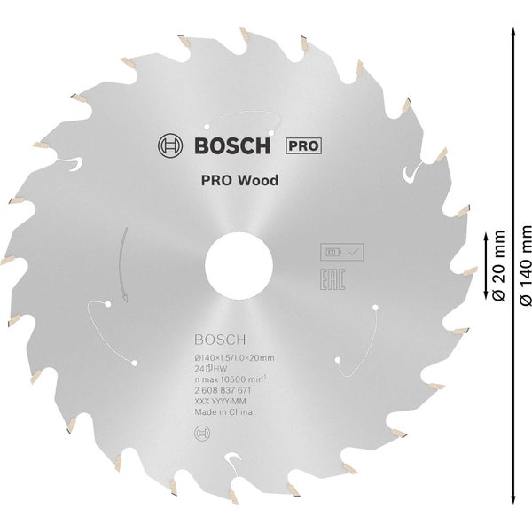 Bosch PRO Wood cordless Blatt für Kreissägen 140 x 1,5 x 20 mm - 2608837671