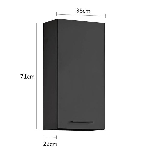 Hängeschrank mit den Maßen 71 cm Höhe, 35 cm Breite und 22 cm Tiefe