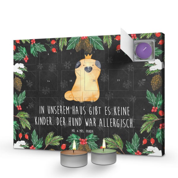 Mr. & Mrs. Panda Duftkerzen Adventskalender Mops Krone - Schwarz