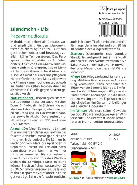 SAFLAX Garden to go - Islandmohn – Mix - Papaver nudicaule - 8000 Samen - Mit Topf, Klima - Deckel und Anzuchtsubstrat