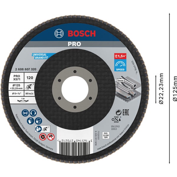 Bosch PRO X571 Fächerschleifscheibe 125 mm G120 - 2608607320