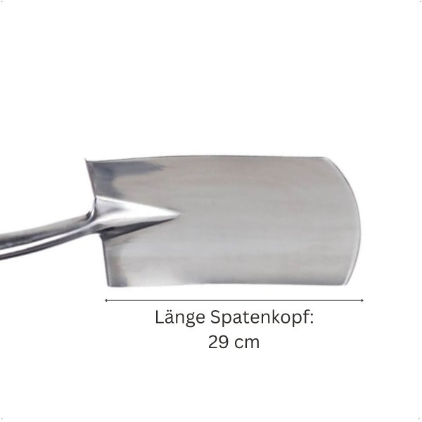 Spatenblatt aus Metall mit einer Laenge von 29 Zentimetern.