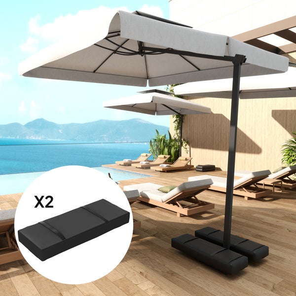 Outsunny 2er Set Sandsäcke für Sonnenschirm auffüllbar bis 25 kg Sandsack für Schirmständer 600D Oxford Gewichtete zum befüllen Beschwerung Schirmfußgewicht für Outdoor-Schirmständer Schwarz