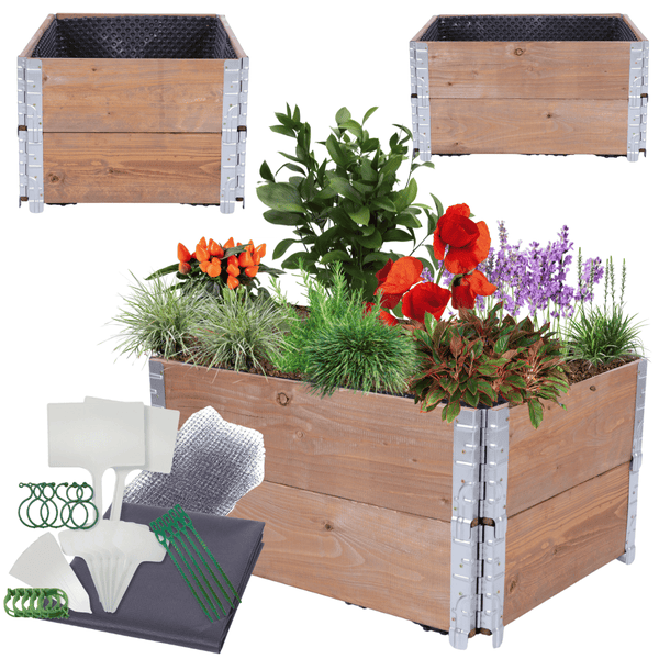 Hochbeetkisten GuardBox HxBxT 40x80x60 cm 2 Ebeneninkl. Luftpolsterfolie Braun