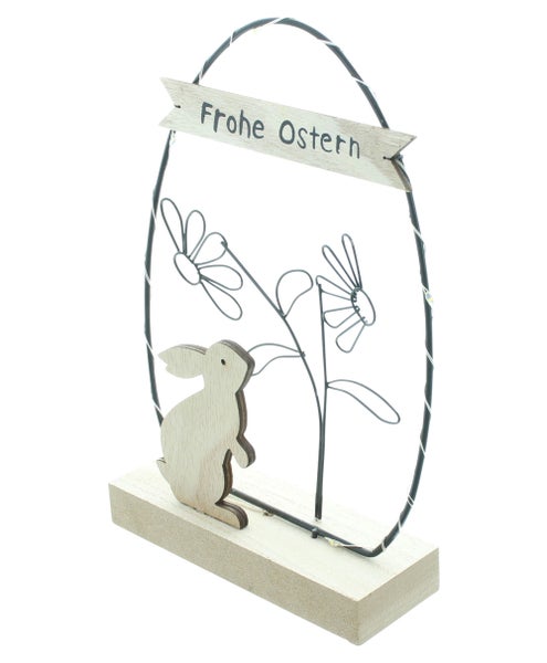 FRANK FLECHTWAREN | LED-Ei Frohe Ostern, METALL, MDF, KUNSTSTOFF, 15,5 x 6 x 21 cm