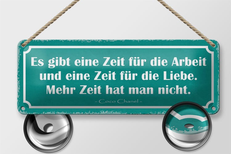 Blechschild Spruch 27x10cm eine Zeit für Arbeit und Liebe Dekoration