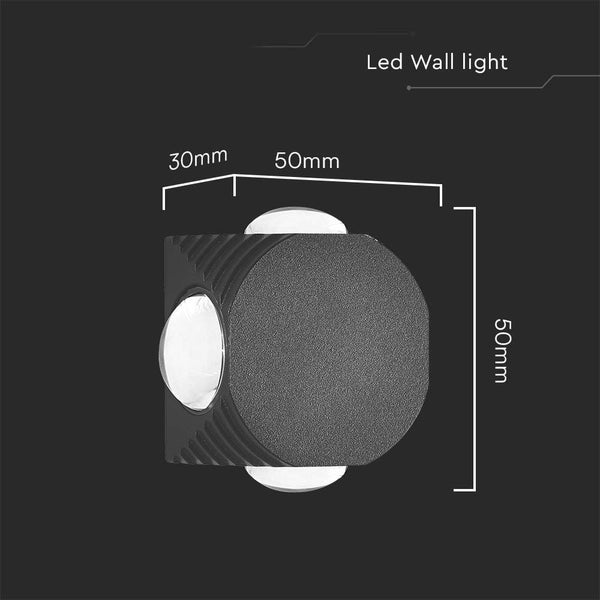 LED-Wandleuchte mit den Maßen 30 mm x 50 mm x 50 mm