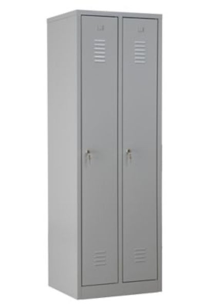 PROREGAL Garderobenspind Camel 2-Fächer HxBxT 180 x 60 x 50 cm Zylinderschloss Grau