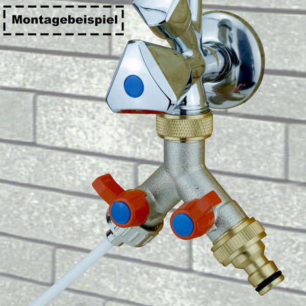 V-Y2H. Y-Verteiler 2-Wege mit Absperhähnen 3/4IG - 2x3/4AG (Messing / Y-Form)