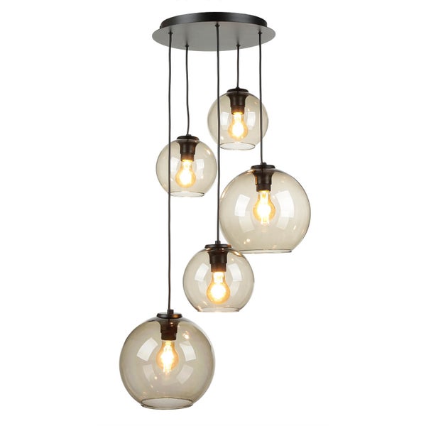 Pendelleuchte mit fünf Glaskugeln