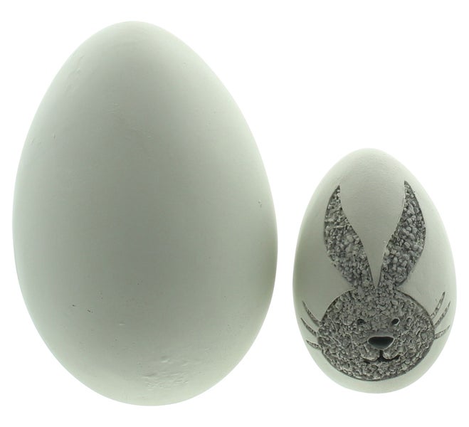 FRANK FLECHTWAREN | Ei Hase, 2er Set, POLYRESIN, 7 x 7 x 10,5 cm, 10,5 x 10,5 x 15,5 cm