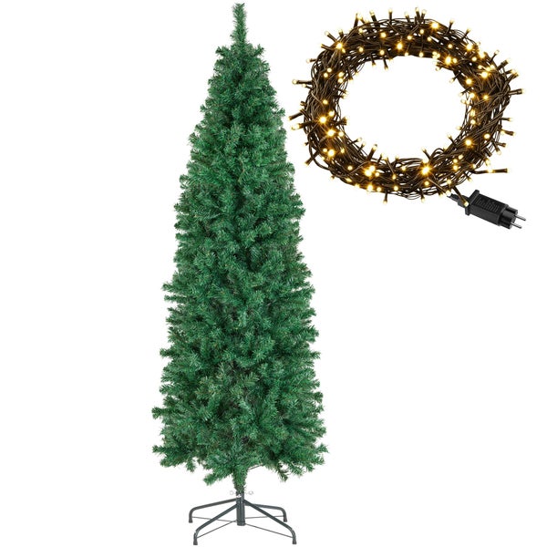 Schmaler künstlicher Weihnachtsbaum mit Lichterkette