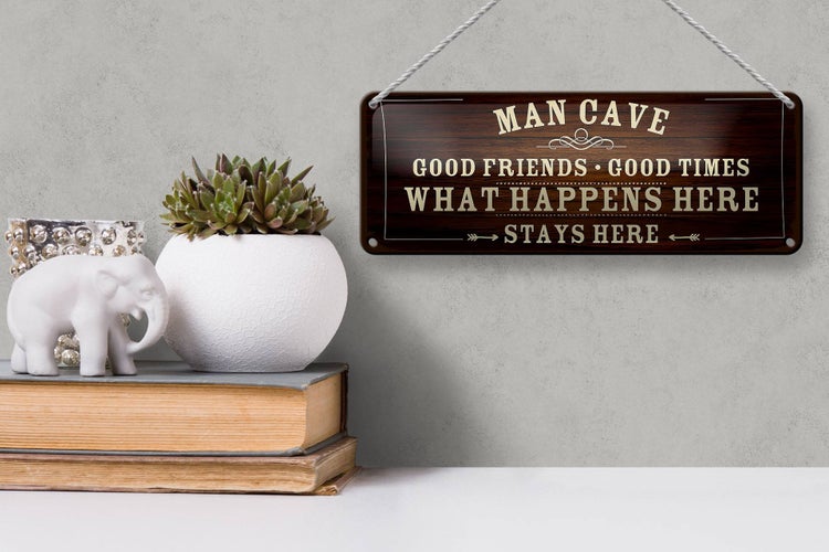 Blechschild Spruch 27x10cm Man Cave Männer Höhle good times Dekoration