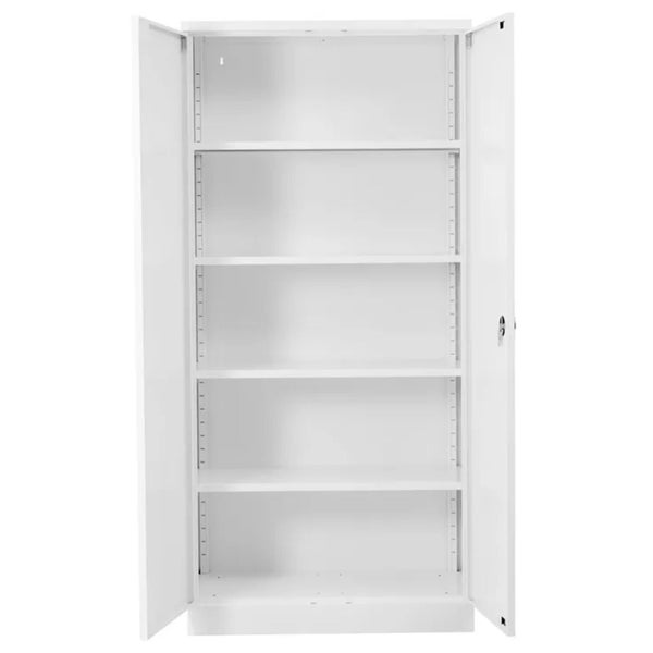 PROREGAL Stahlschrank Bee 5 Fachböden HxBxT 195 x 92 x 60 cm Pulverbeschichtetes & Verstärktes Fachbodenmaterial Weiß & Weiß