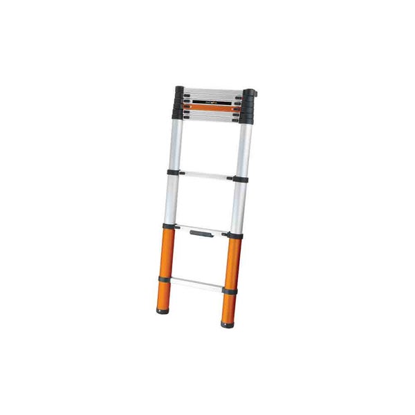 Teleskopleiter aus Aluminium mit ausziehbaren Sprossen.