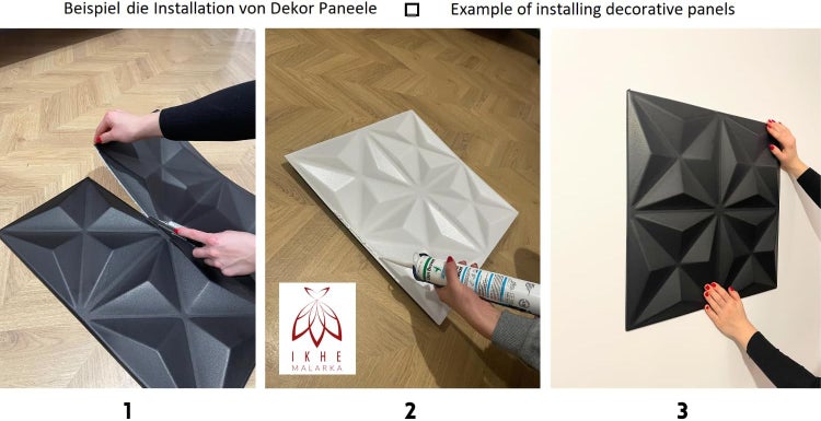 Polystyrol XPS Styropor 3D Paneelen Deckenpaneelen Dekoren 50x50cm 3mm stärke Mirror Schwarz