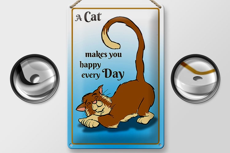 Blechschild Spruch 20x30cm A cat makes you happy every day