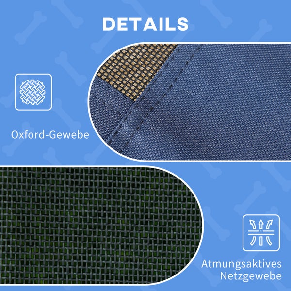 PawHut Hundebett, L76 x B61 x H73 cm, Stahl, Oxford, Netzstoff, Taftstoff, Dunkelblau+Schwarz