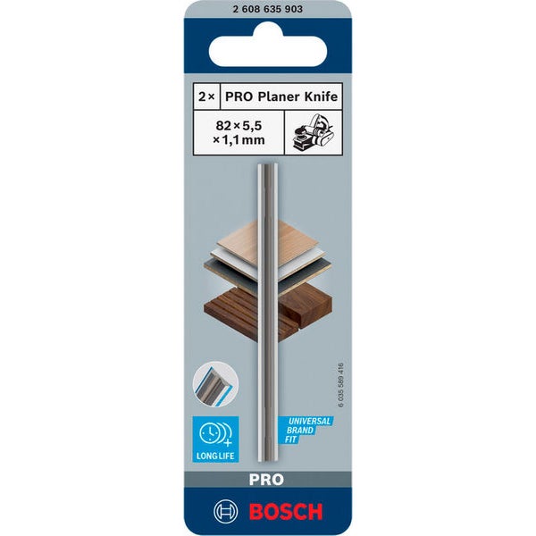 Zwei Bosch Hobelmesser Pro 82 x 5,5 x 1,1 Millimeter