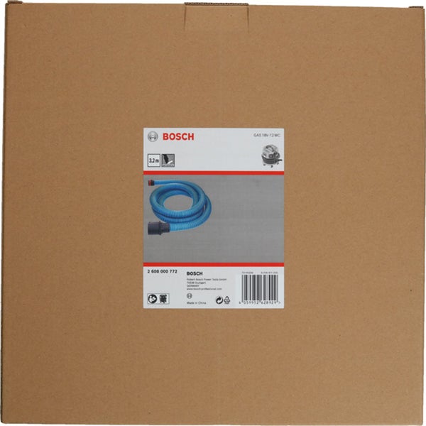 Blauer Bosch Staubsaugerschlauch für GAS 18V-12 MC, 3,2 Meter lang, antistatisch, in Kartonverpackung.