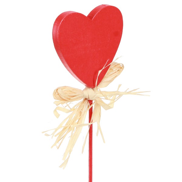 Dekorativer roter Herzstecker mit Schleife aus Bast
