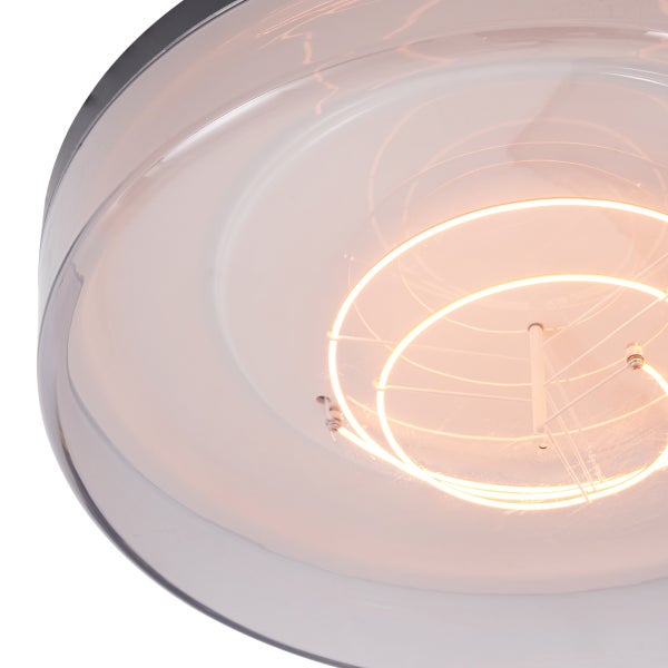 Deckenleuchte Schwarz mit Rauchglas 35,5 cm inklusive dimmbarer LED - Fira